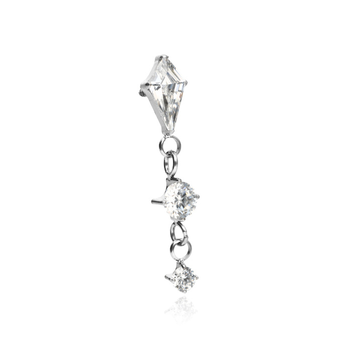 Titanium attachment with white zircons - silver - TNA-092