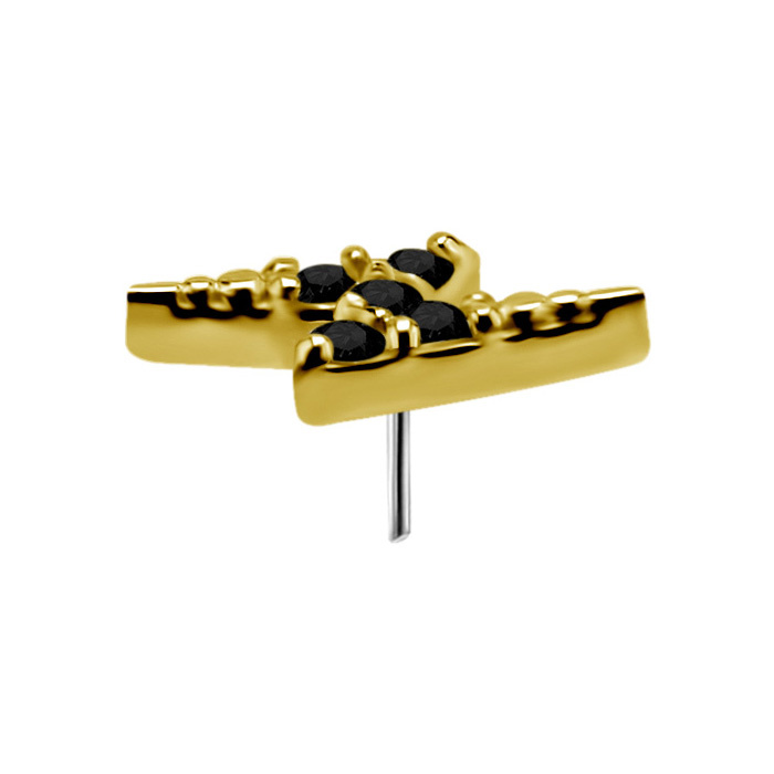 attachment 18K gold lightning bolt with black spinel - right - GD18K-053