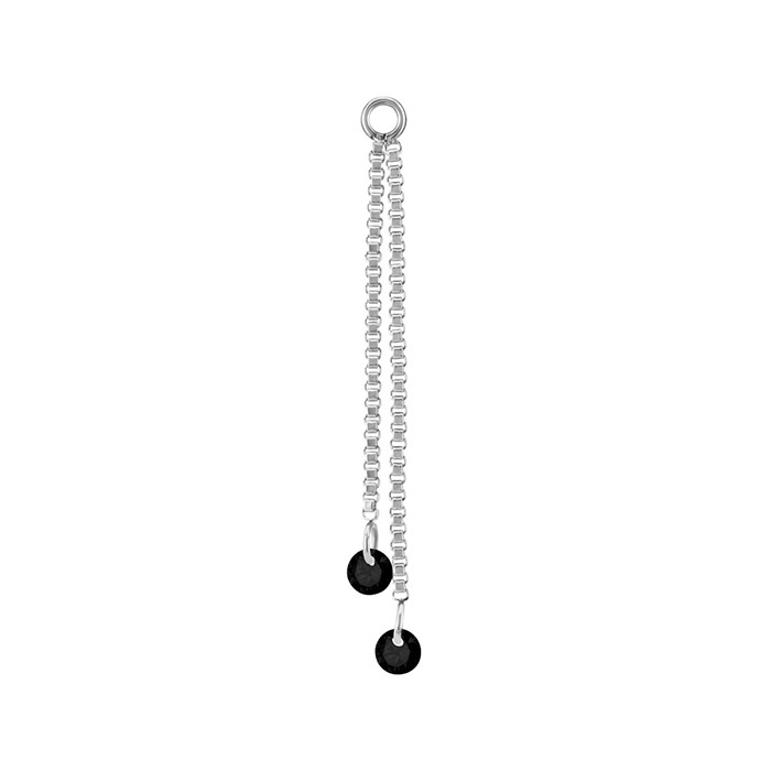 Charms chain with black zircons - silver - D-071