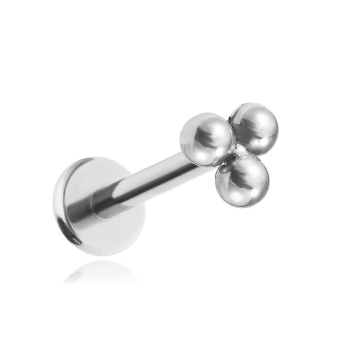 Titanium labret 3 balls silver