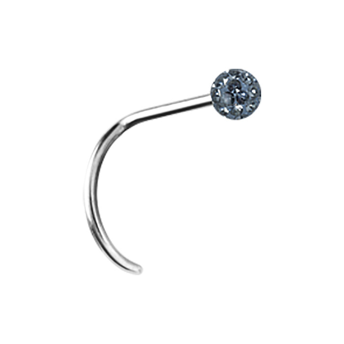 Titanium nose stud with white zirconia - TN-016