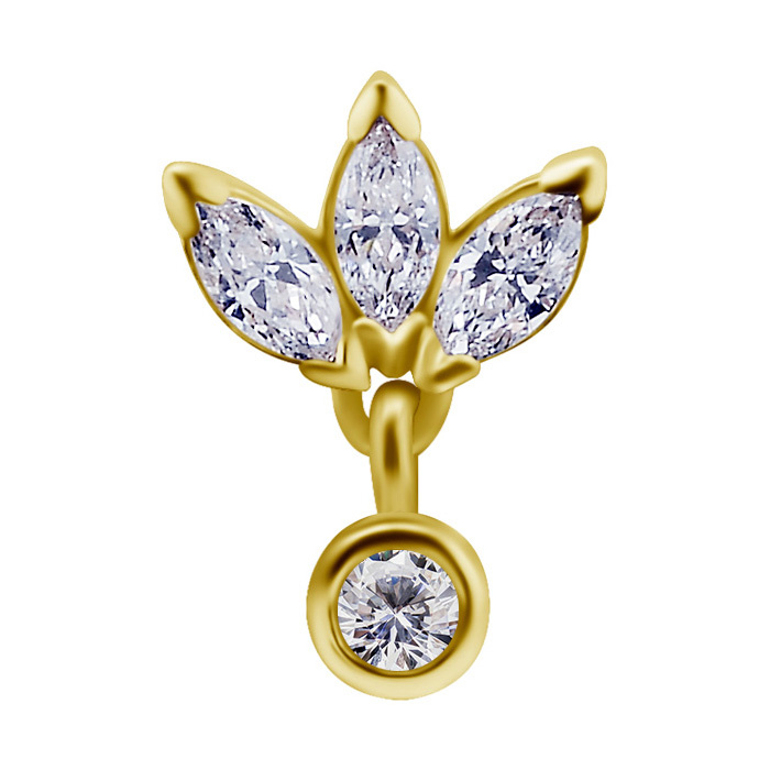 attachment 18K gold ornamental with white zircons - GD18K-042