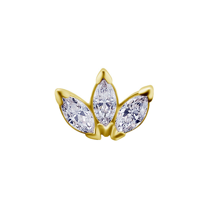 attachment 18K gold ornamental with white zircons - GD18K-041