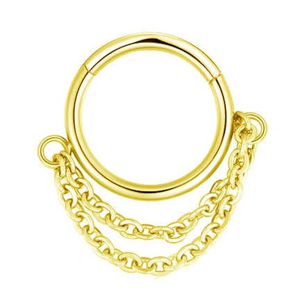 Ring clicker ornamental - chain - gold - K-028