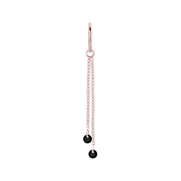 Charms chain with black cubic zirconias - rose gold - D-071