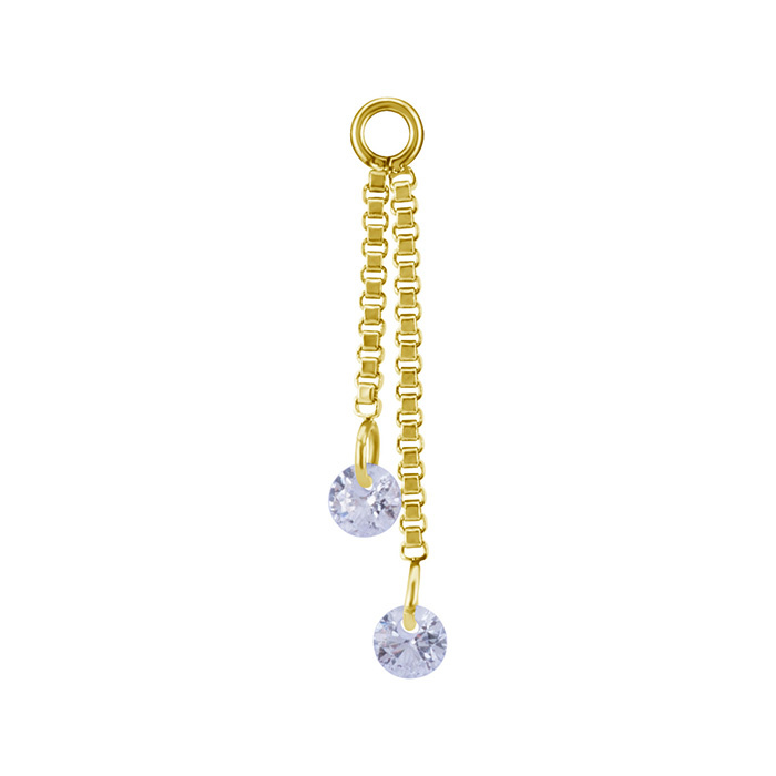 Charms chain with white zircons - gold - D-071