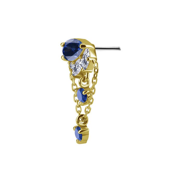 Attachment 18K gold with turquoise and white cubic zirconia and topaz - GD18K-068