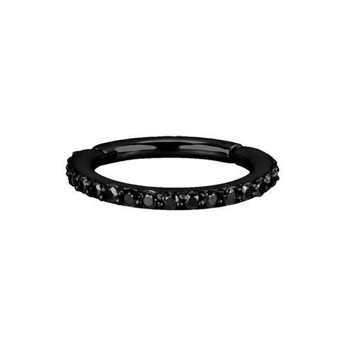 Black and black PREMIUM Zirconia clicker   ring - K-013