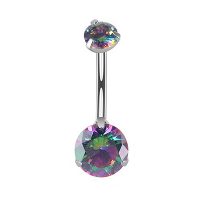 Titanium Belly button ring with vitrail medium zirconia - TPP-014