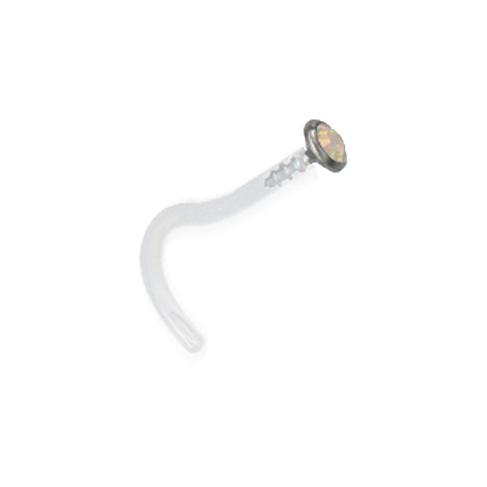 BioPlast and titanium nose piercing with iridescent zirconia - BP-020