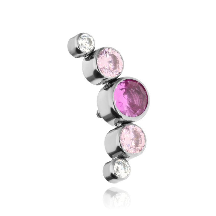 Titanium attachment cluster with pink zircons - sterling silver - TNA-197