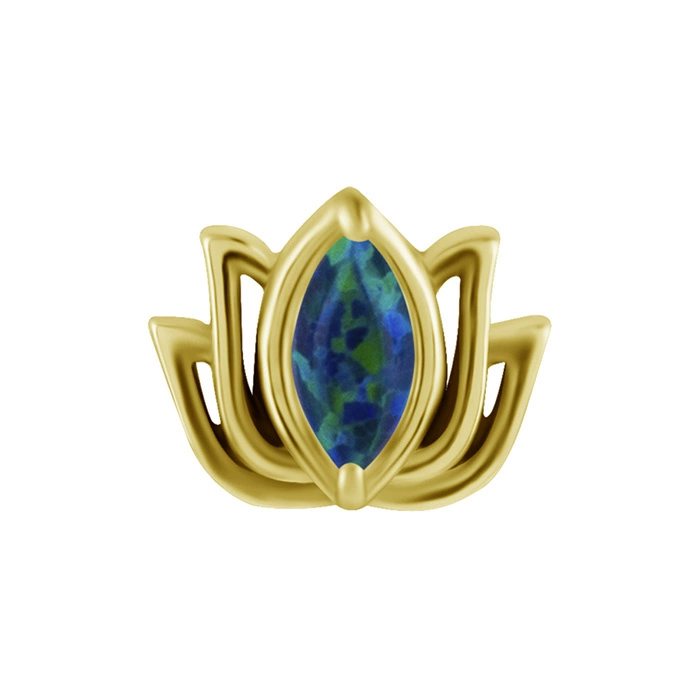 Attachment push in - lotus flower with green opal - CoCr NF - gold - PI-003