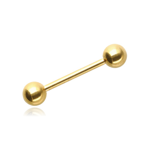 Tongue barbell metallic gold - KJ-052