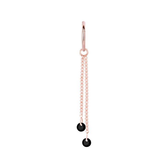 Charms chain with black cubic zirconias - rose gold - D-071