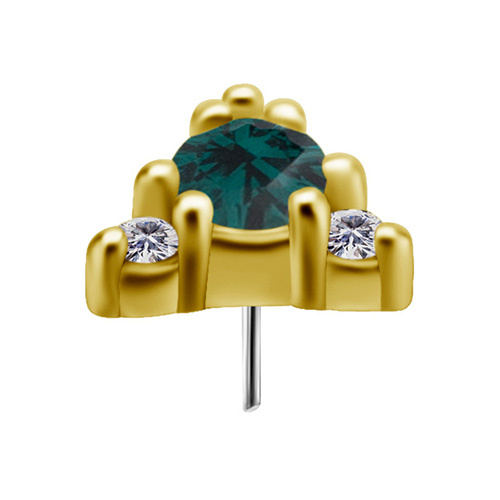 attachment 18K gold ornamental with green and white cubic zirconia - GD18K-020