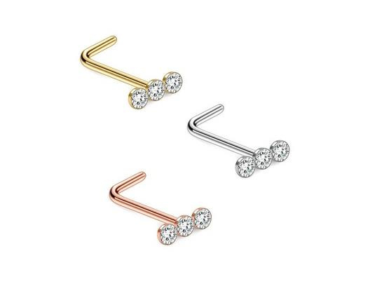 Gold zirconia nose stud - NS-015