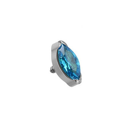 Titanium attachment  teardrop with blue zirconia - silver - TNA-107