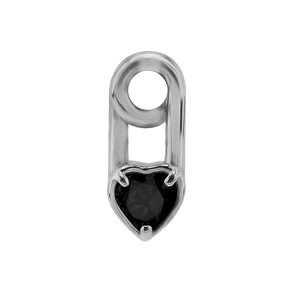 Charms - silver safety pin - black zirconia - D-017