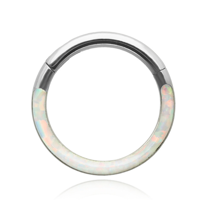 Titanium CLICKER ornamental   with opal - OP 17 - TK-029