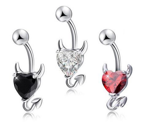 Heart devil Belly button ring black - KP-025