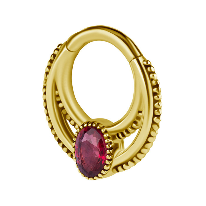 Piercing ring clicker - 18K gold with sapphire - GD18K-029