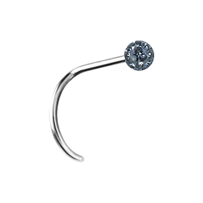 Titanium nose stud with white zirconia - TN-016