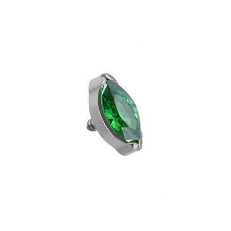 Titanium attachment  teardrop with green zirconia - silver - TNA-107