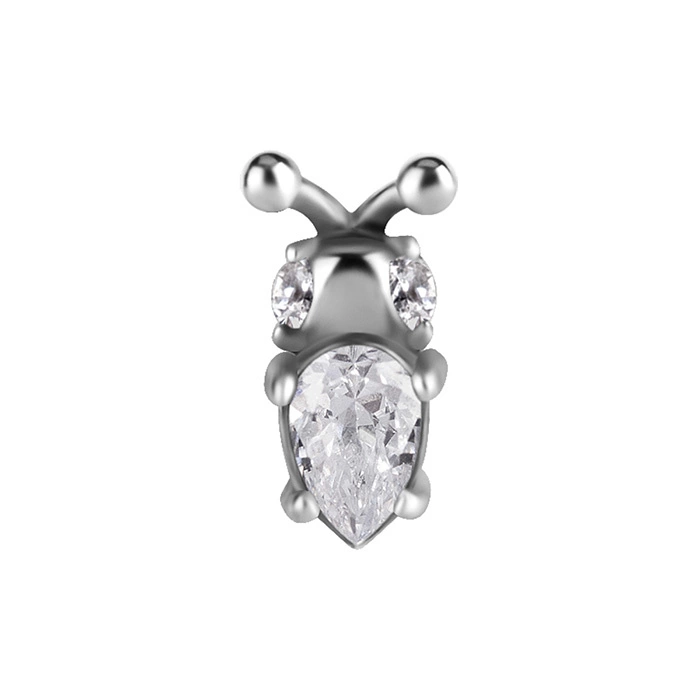 Attachment push in - beetle with white zirconia - CoCr NF - silver - PI-004