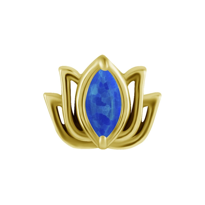 Attachment push in - lotus flower with blue opal - CoCr NF - gold - PI-003