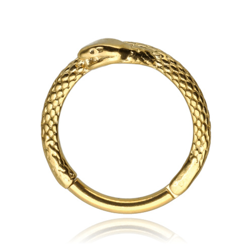 Gold snake clicker hoop ring - K-058