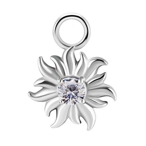 Charms - CoCr NF - sun - white PREMIUM ZIRCONIA - silver - D-054