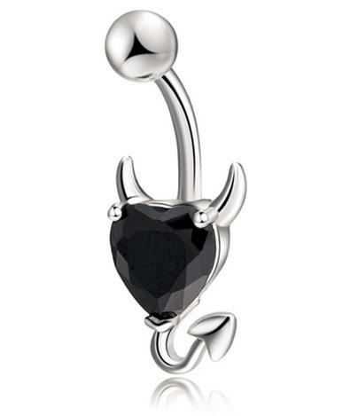 Heart devil Belly button ring black - KP-025