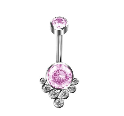 Titanium Belly button ring pink - TPP-022