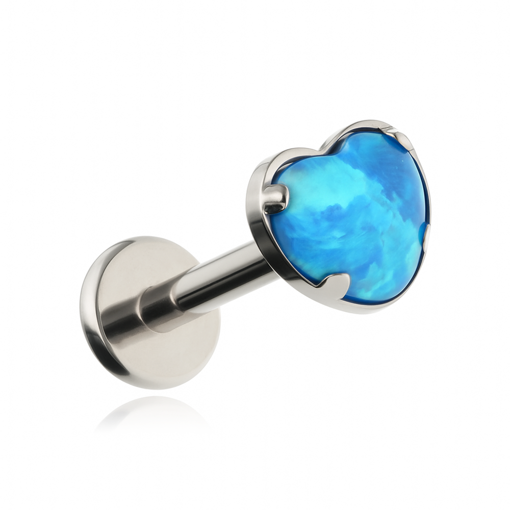Titanium labret with opal OP18 - silver 