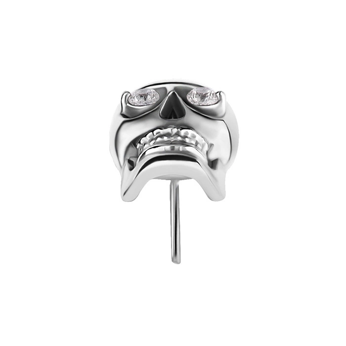 Attachment push in - skull with white zircons - CoCr NF - silver - PI-005