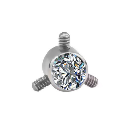 Titanium connector - triple - silver with white zirconia - TCZ-013