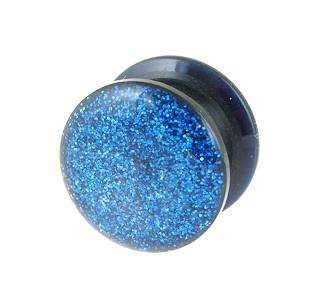  acrylic plug - blue glitter - PT-009