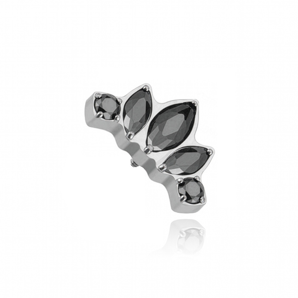 Titanium attachment with white zircons - silver - TNA-104