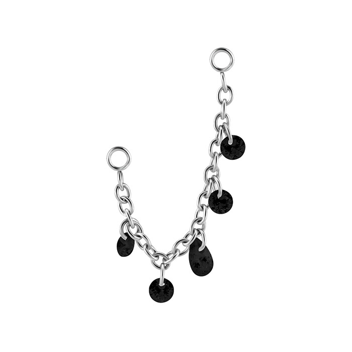 Chain with black zircons - silver - D-075