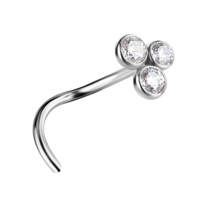 Titanium nose screw decorative with white zirconia - TN-038