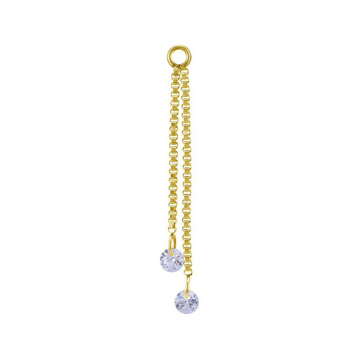 Charms chain with white zircons - gold - D-071