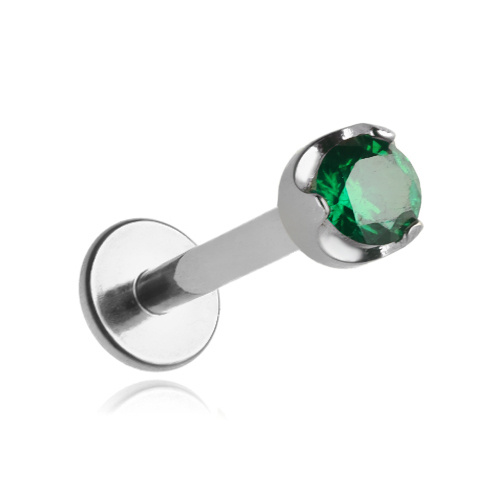 Titanium labret with green zirconia