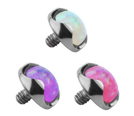 Titanium attachment for pins with light blue opal OP17 - TNA-024