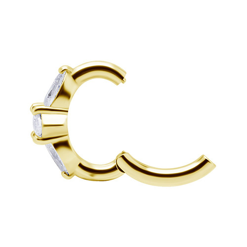 Belly ring Clicker gold with white zircons - CoCr NF- KP-010