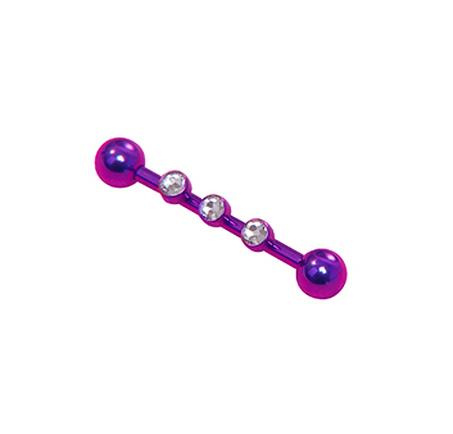 Titanium Barbell - purple Industrial with crystals - TSZ-004