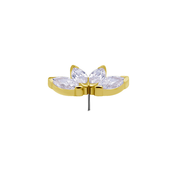 attachment 18K gold ornamental with white zircons - GD18K-040