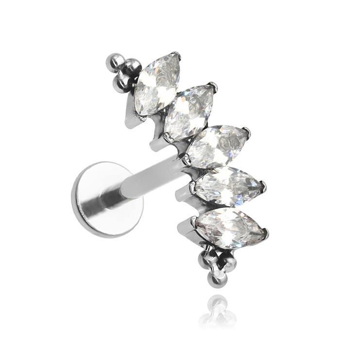 Titanium labret cluster earring with white zircons - TGW-135