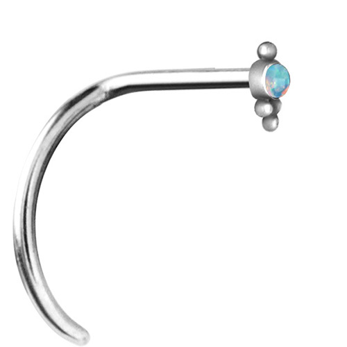 Nose stud with light blue opal - silver - NS-023