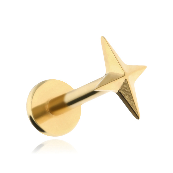 Titanium labret gold star