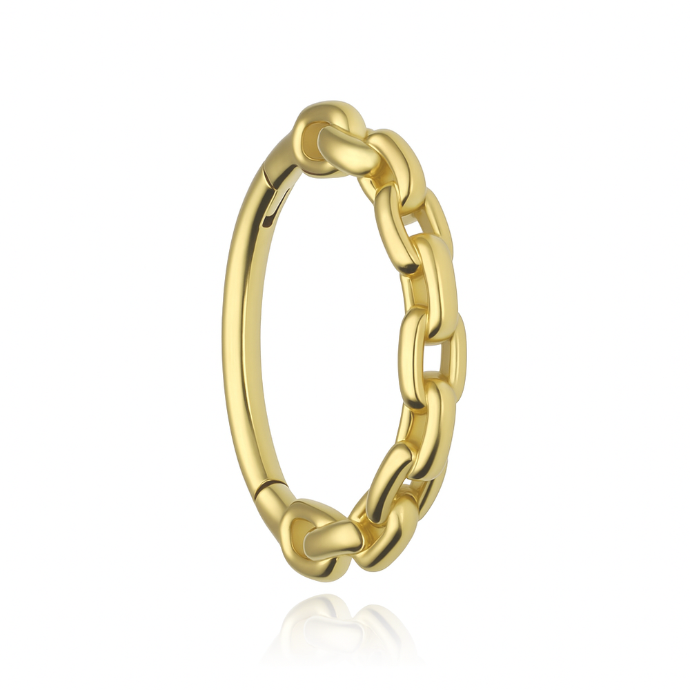 Piercing clicker with white zircons - gold - K-080